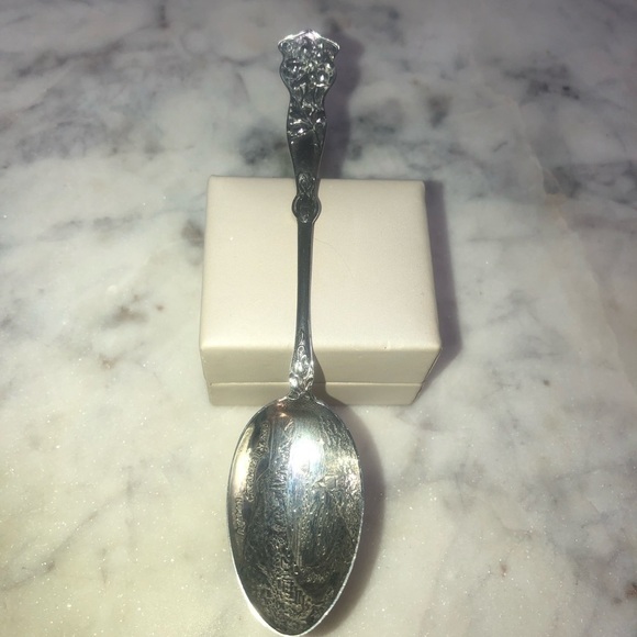 𝅺vtg Sterling Silver Avalon Catalina Island Souvenier Spoon Floral Ocean 5.5” - Picture 2 of 8